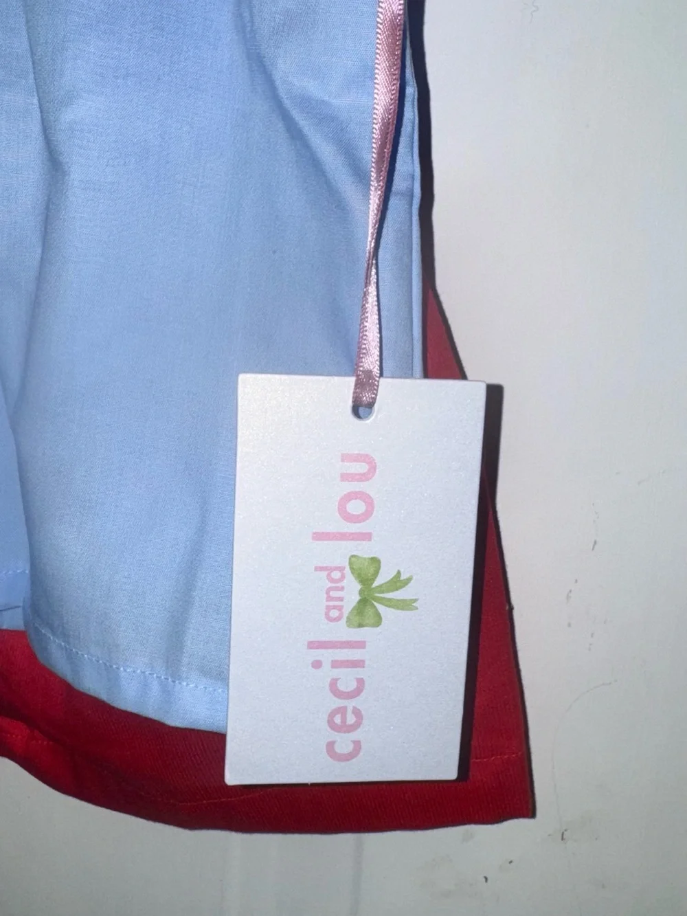 NWT Cecil and Lou Blue & Red Kids Matching Set with Apple Appliqué